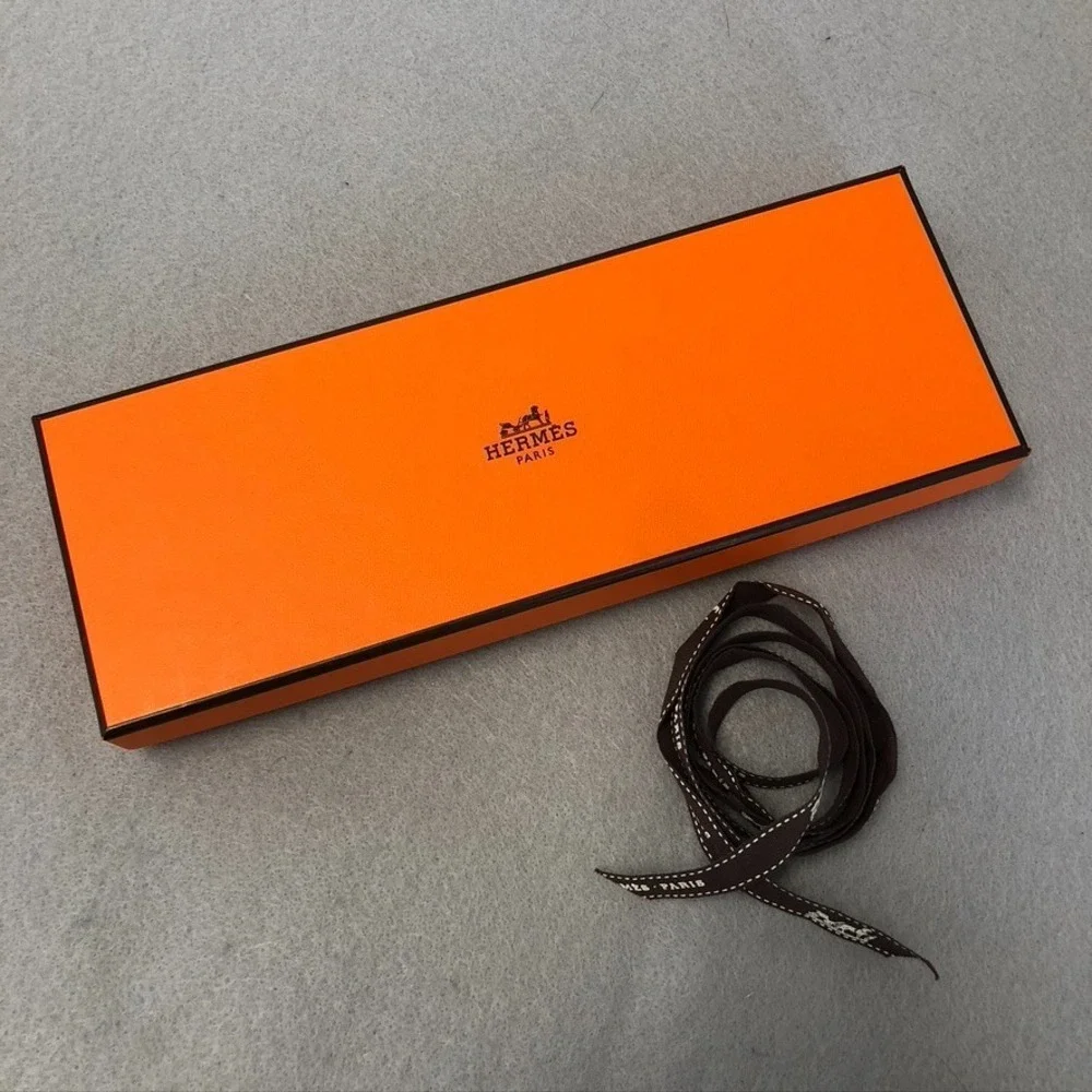 Authentic Hermes Orange Storage Gift Box Empty 10x3.5x1.5 Small Rectangle